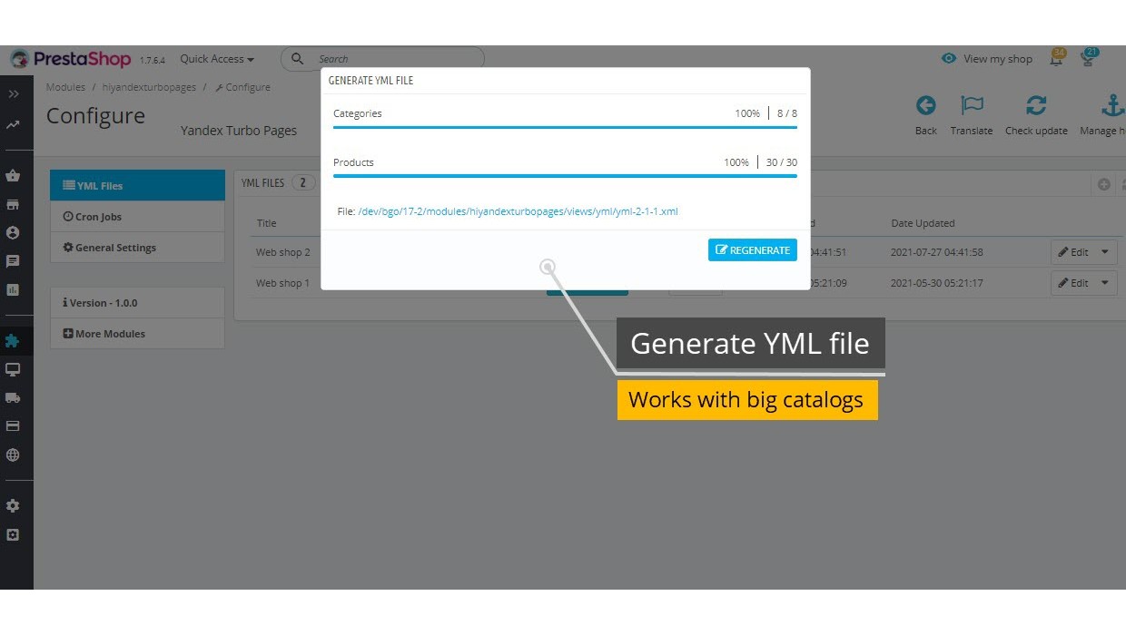 YML export for Yandex Turbo Pages Module