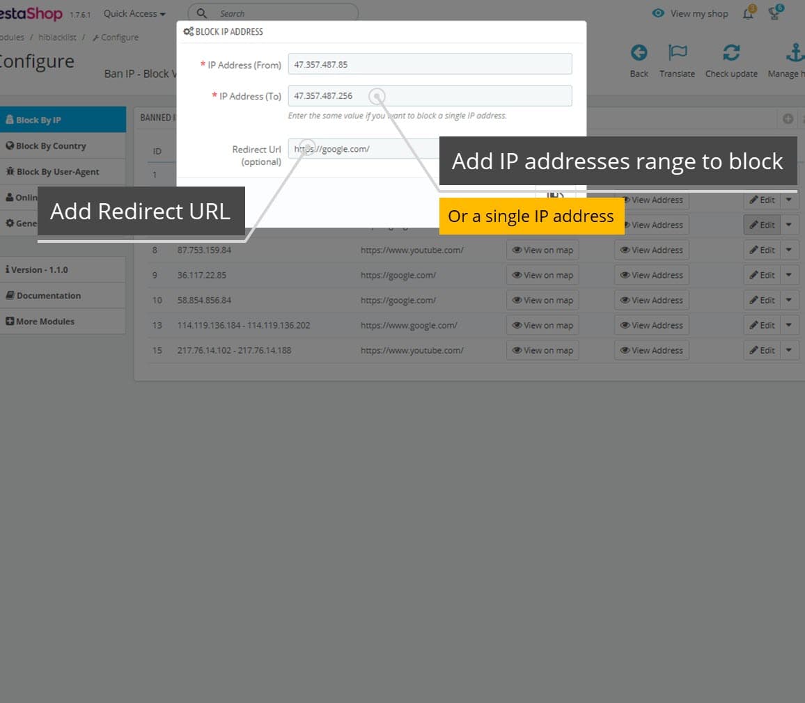Ban IP - Block Visitors & View Location / Address screenshot 1