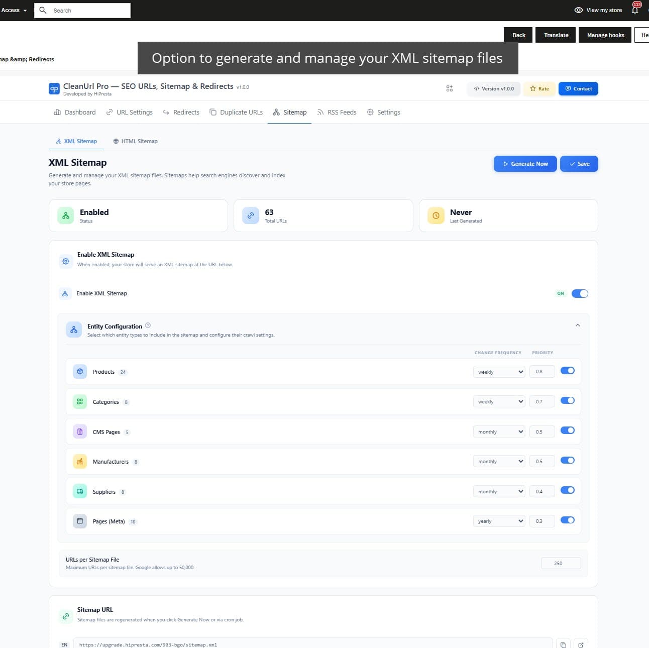 CleanUrl Pro — SEO URLs, Sitemap & Redirects screenshot 4