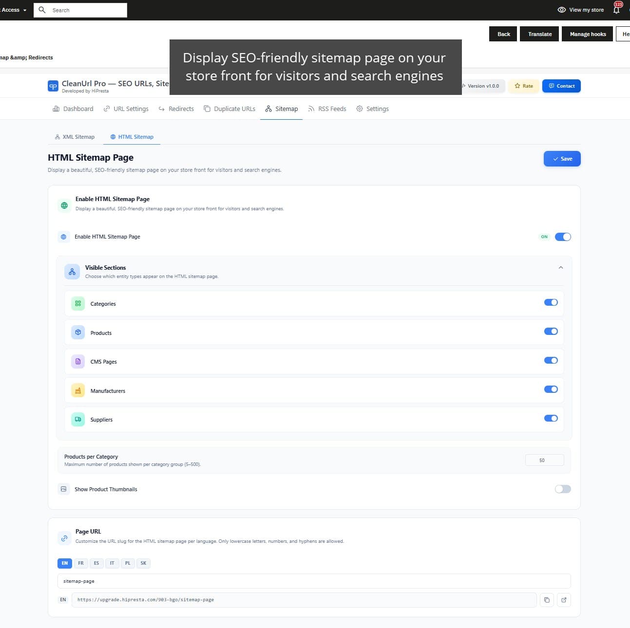 CleanUrl Pro — SEO URLs, Sitemap & Redirects screenshot 5