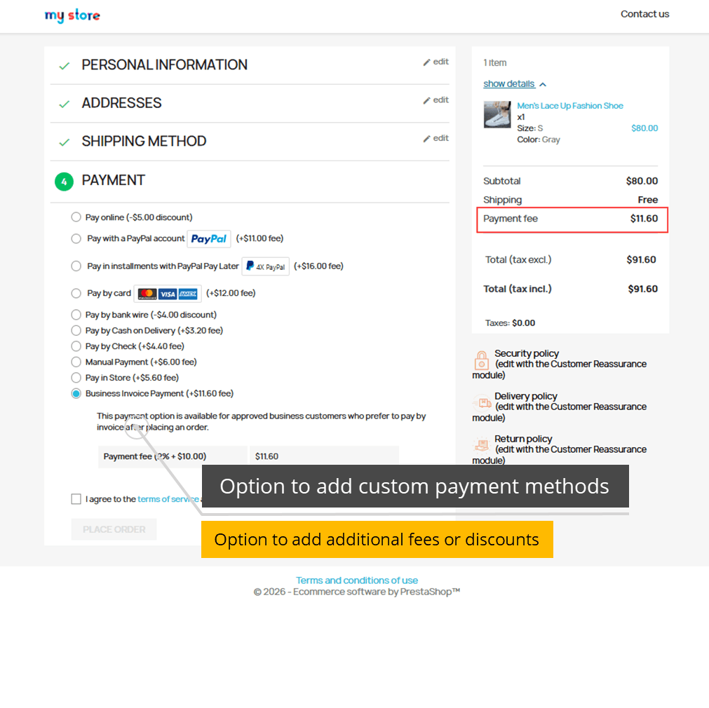 Payment Fees, Discounts and Custom Payment Methods screenshot 1