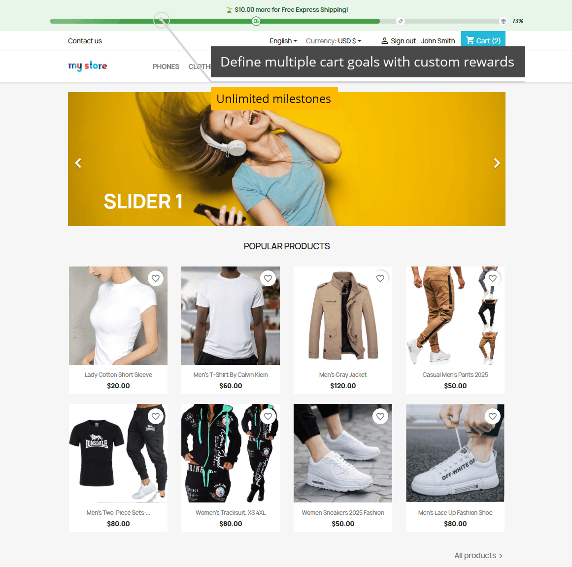 Free Shipping & Cart Reward Progress Bar screenshot 2