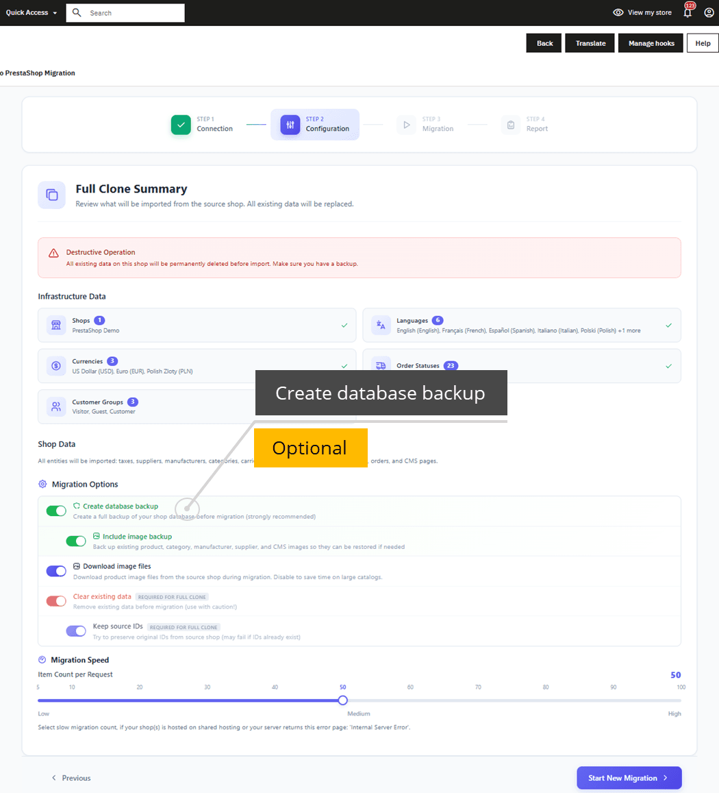 MigraPro - PrestaShop to PrestaShop Migration screenshot 2