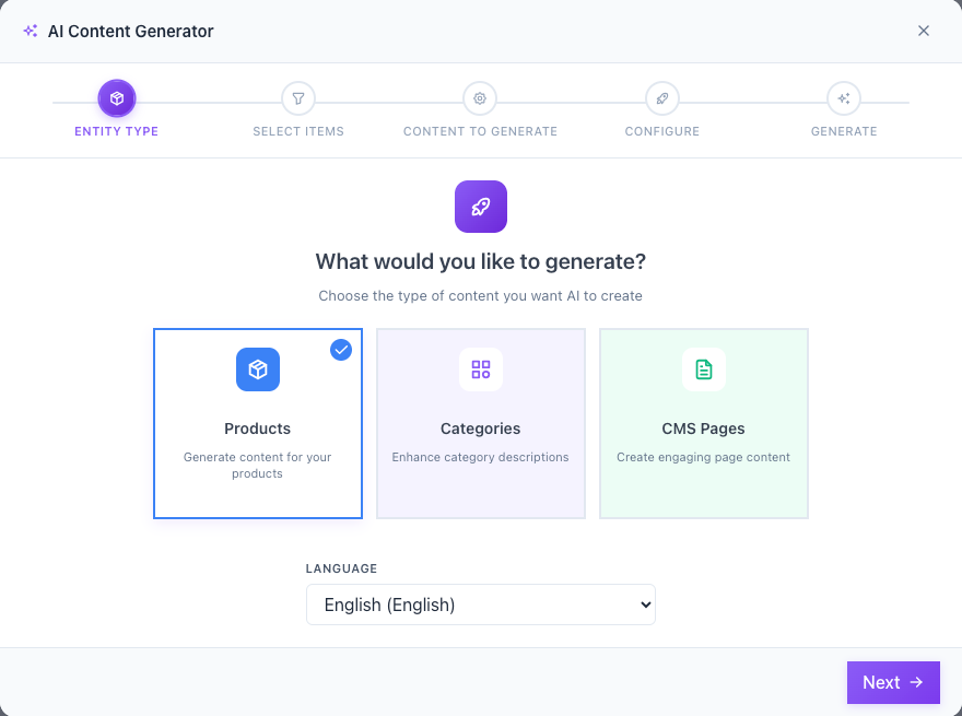Bulk Generation Wizard screenshot